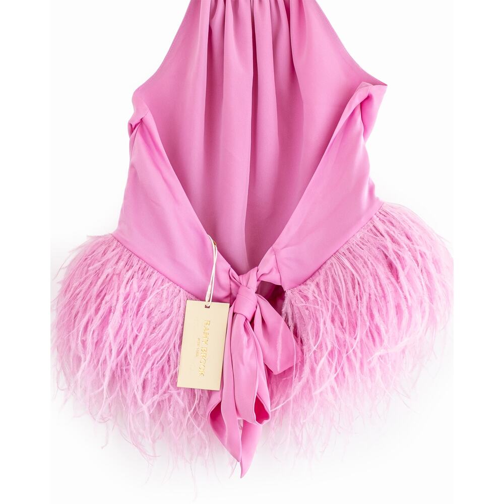 NWT Ramy Brook Feather Trim Halter Top Pink Size XS - Picture 11 of 13